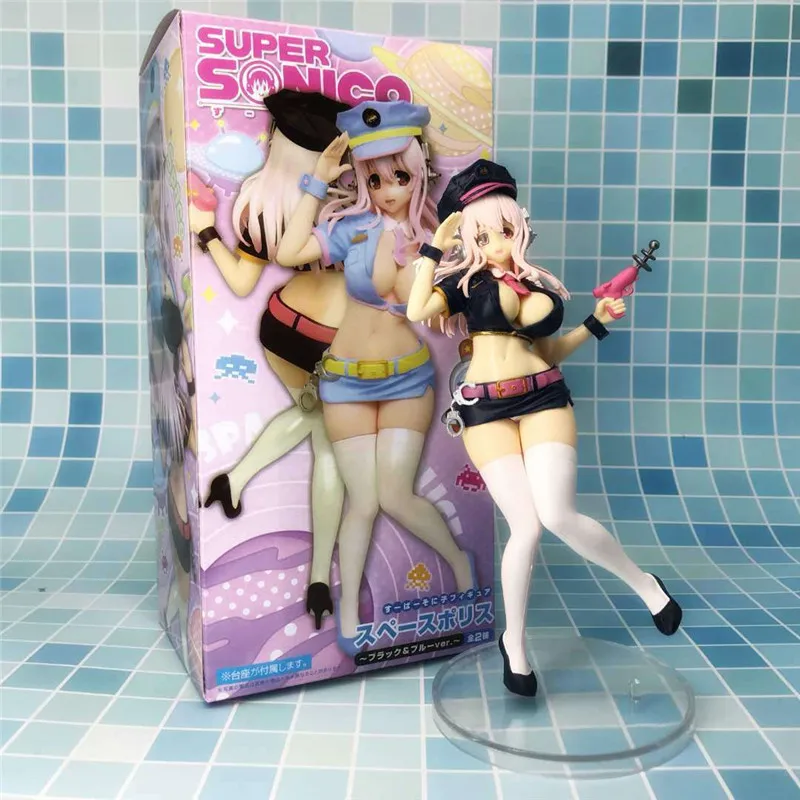

Sexy Figures Super Sonico Black Police Uniform Anime Sexy Girl Toys Sexy Figurine PVC Action Figure Collectible Model Toys