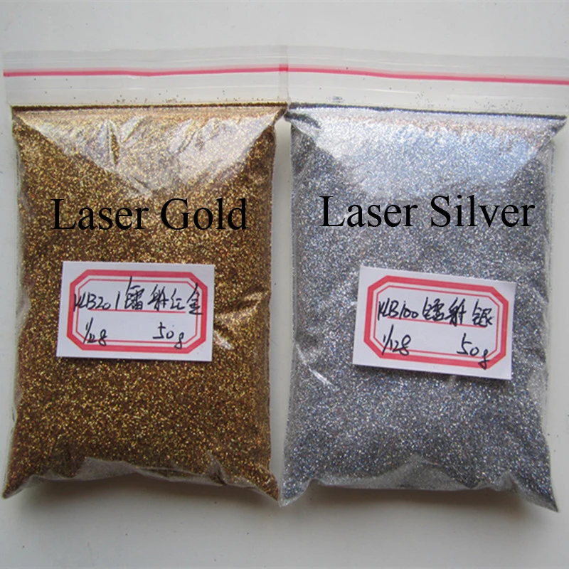 

50g laser gold and 50g laser silver Glitter powder paint coating ceramic art crafts coloring dye