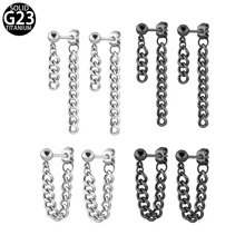 1 пара, хирургическая сталь, корейские серьги-гвоздики, для женщин и мужчин, звенья, серьги на цепочке, модные ювелирные изделия-пирсинг, пуш-ап серьги-гвоздики