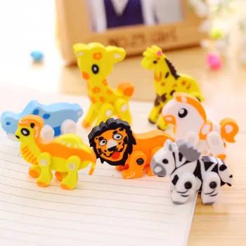 

616 Korea stationery wholesale twelve zodiac cartoon creative pencil eraser 60 pcs/pack childeren stationery set