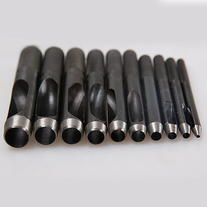 1-10mm Black Steel Hollow Punch Leather Gasket Belt Hole Punching Tool  D5U7 