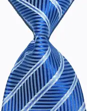 Brand New Classic Striped Tie Blue White Jacquard Woven 100% Silk Fashion Business Wedding Party Men’s Ties Necktie