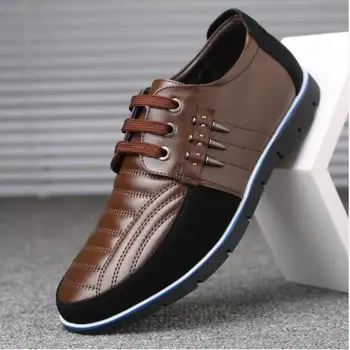 

New spring men fashion Leather casual lace up shoes flat Breathable dress wedding Working Office Shoes ZY-251