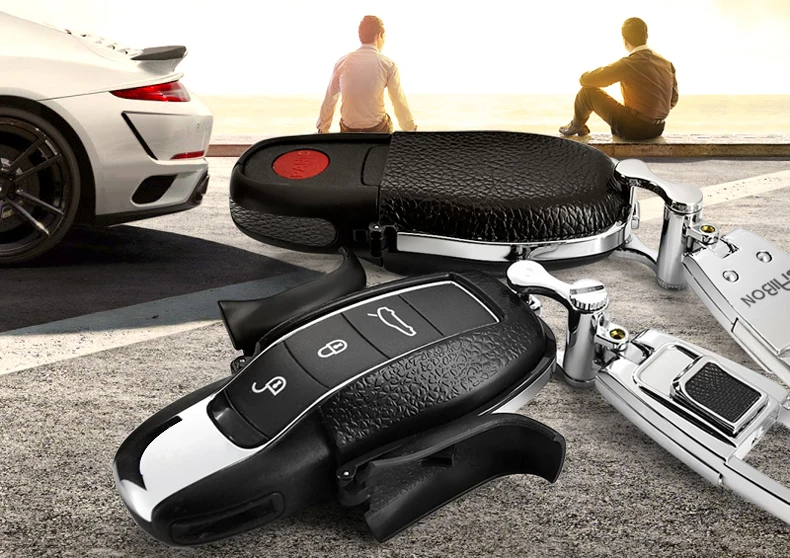 Couro de Vaca + Abs Chave do Carro Escudo para Porsche Chave para Porsche Shinman Case Proteger Macan Cayenne 911 Panamera 4s 4 Estojo de chaves p carro