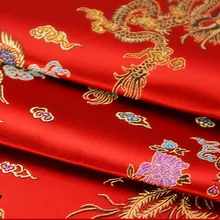 Парчовая жаккардовая ткань костюм Китайская свадьба COS одежда cheongsam дамасская атласная ткань красный фон дракон феникс