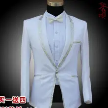 Для мужчин свадебные блейзеры костюмы Куртки мастер торжественное платье Лучший мужчина Хоровое платье певица костюмы