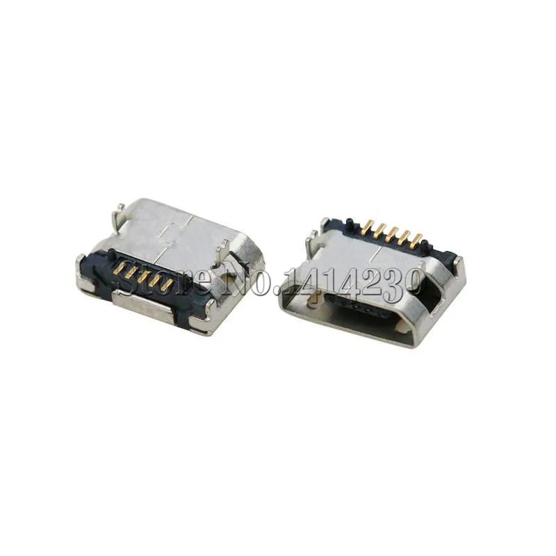 10 шт. 5,9 мм Micro USB 5 P, 5-контактный Micro USB разъем, 5 контактов без завивки Micro USB разъем Хвост зарядки разъем mini USB