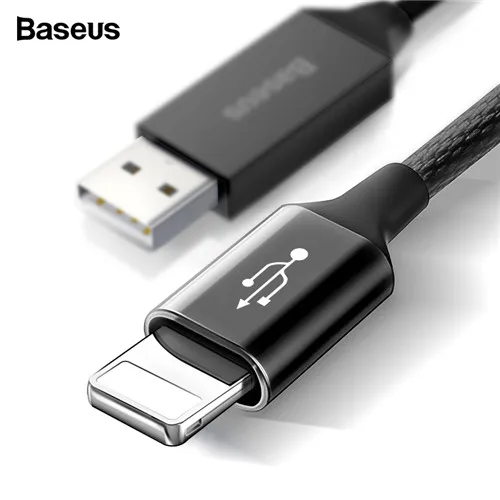 Нейлоновый usb-кабель Baseus 5 м для iPhone 7 6s Plus 2A, кабель для быстрой зарядки, Реверсивный кабель для Apple iPhone, зарядное устройство X 8 Plus, кабель USB - Цвет: Черный