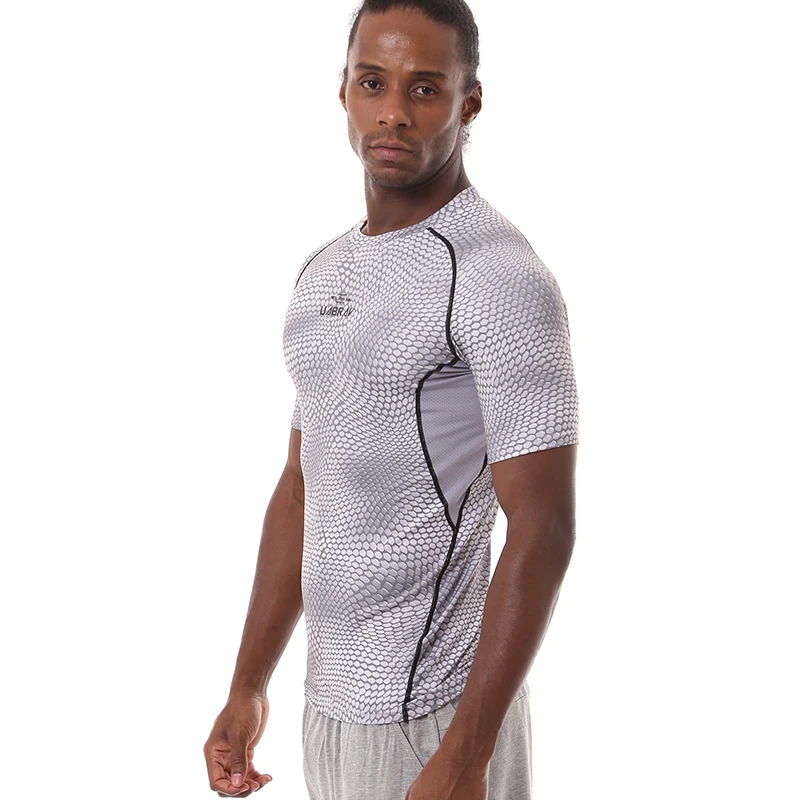 

4221Q-Workout fitness men Short sleeve t shirt men thermal muscle bodybuilding wear compression Elastic Slim exercise clothing