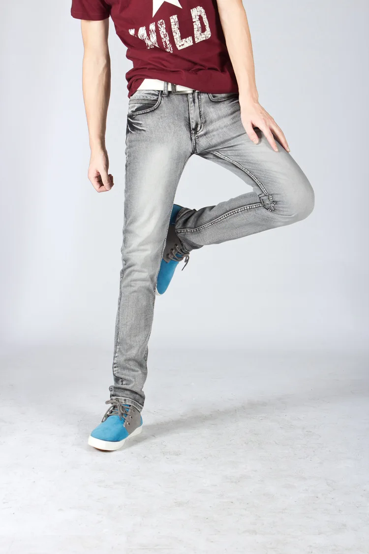 Discount New 2015 famous brand men jeans spring Fashion denim pants men smoke gray straight jeans casual denim trousers jeans for men