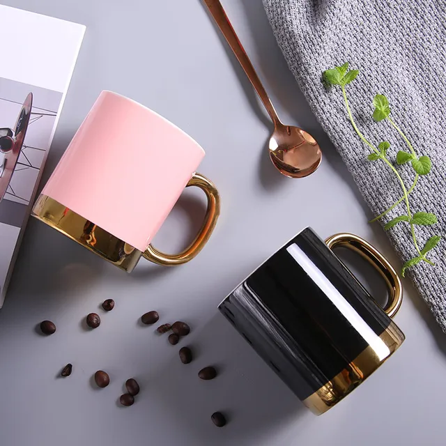 Best Offers Elegant Ceramic Mug Pink Black Gold Plating Couple Lover's Gift Morning Mug Milk Coffee Tea Breakfast Porcelain Drinkware Cup Best Offers Elegant Ceramic Mug Pink Black Gold Plating Couple Lover's Gift Morning Mug Milk Coffee Tea Breakfast Porcelain Drinkware Cup