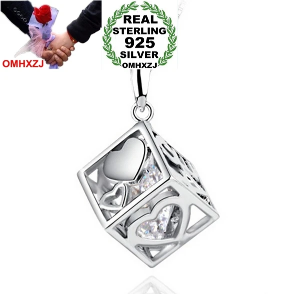 OMHXZJ Wholesale font b jewelry b font Square woman man Love Cube kpop fashion 925 sterling