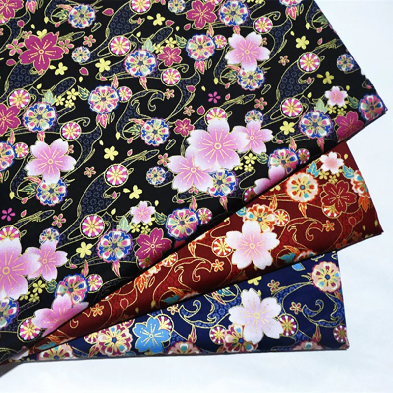 

half meter Japanese soft breeze gilt reactive print fabric for handmade DIY mouth gold package, cherry print for you B243
