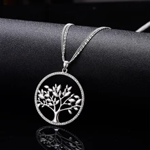 Tree Of Life Necklace Women Fashion Statement Jewelry Long Chain Gold Color Crystal collier femme collares largos de moda 2019