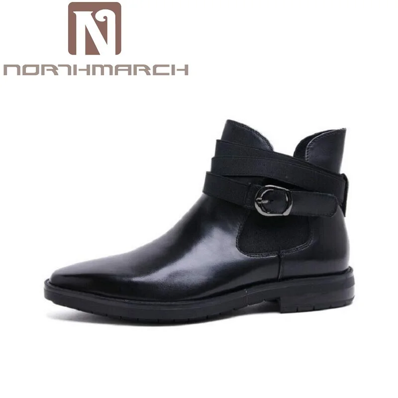 

NORTHMARCH High Quality Genuine Leather Men Boots Winter Comfortable Buckle Man Shoes Ankle Male Wine Red Men's Boots homme