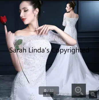 

2016 sexy mermaid white appliques beading stylish wedding dresses half sleeve off shoulder corset wedding gowns