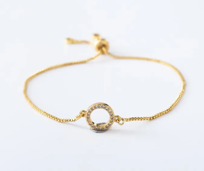 Золотая, серебряная цепочка micro pave cz Циркон кубический цирконий веревочный браслет с регулировкой макраме Круглый браслет hhs34 модный подарок