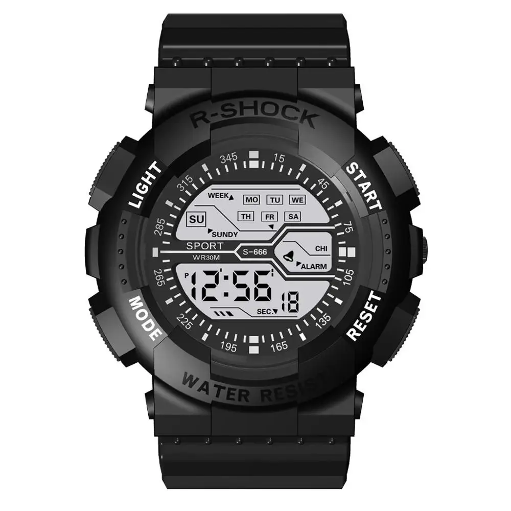 Мужские часы лучший бренд класса люкс водонепроницаемые детские цифровые светодиодные спортивные часы для мальчиков Дети будильник с датой часы подарок relogio masculino 30X - Цвет: Black