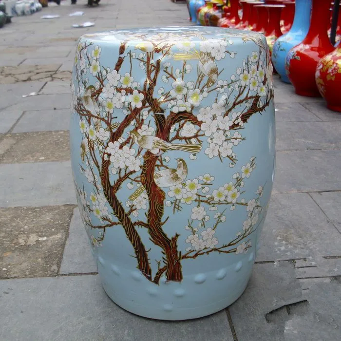 Jingdezhen indoor ceramic Antique home drum porcelain garden stool Glazed hand painted round chinese antique garden stools   (1)