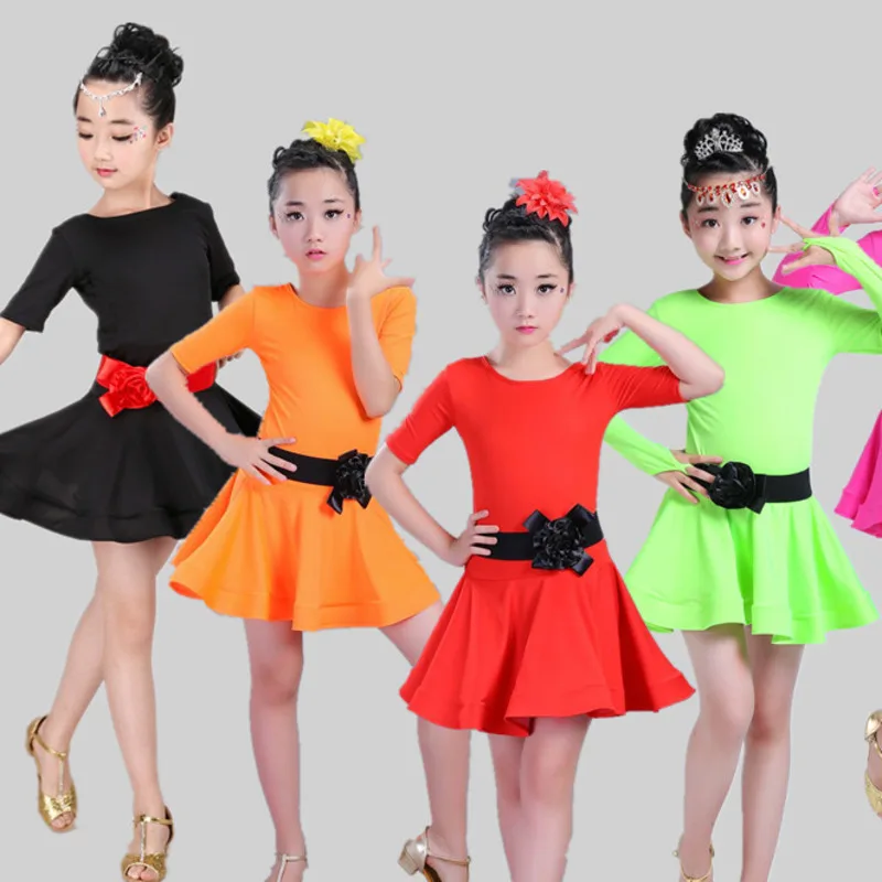 

2018 girls Spandex latin dresses for dancing ballroom dance dress rumba samba children samba cha cha tango skirt standard salsa