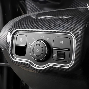 

Carbon Fiber Headlight Switch Control Panel Trim Cover Stickers For Mercedes A Class W177 A180 A200 A220 A250 Car Accessories