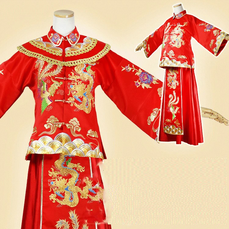 

Jing Jiu Fu Delicate Embroidery XiuHeFu Chinese Traditional Wedding Hanfu Bride Dress Republican Period Wedding Hanfu Costume