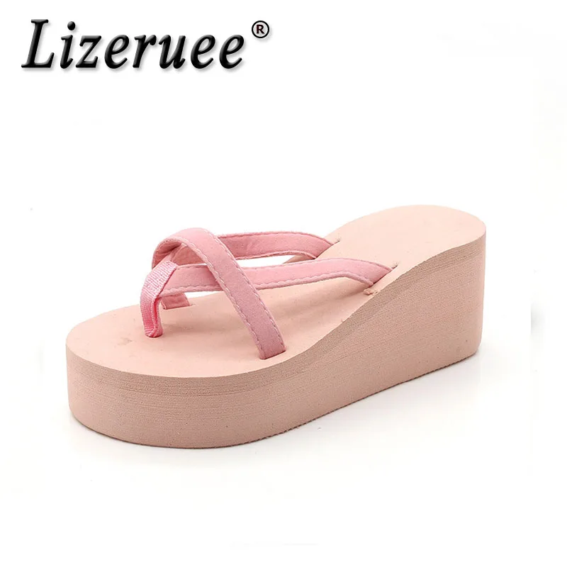 

Lizeruee 2019 New High Heels Beach Slippers Summer Style Wedge Platform Sandals for Women Huarache Flip Flops Woman Shoes CS113