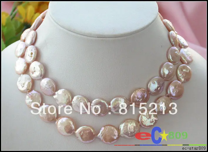 

N477 31" 15MM PINK COIN FRESHWATER CULTURED PEARL NECKLACE 28% Discount NEW