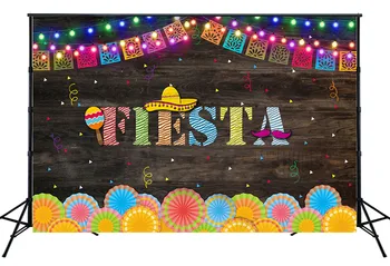 

Mexican Fiesta Theme Backdrop Mexico Party Background Wood Wall Paper Flowers Photo Pictures Birthday Baby Shower Banner W-1960
