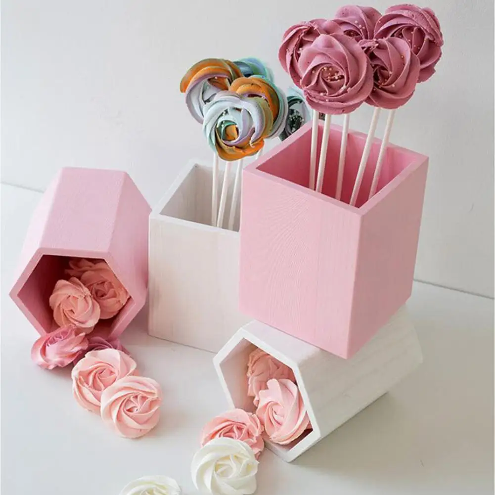 

Macaron Style Color Wooden Pen Holder Lollipop Pipette Box Desktop Storage Decoration Cases