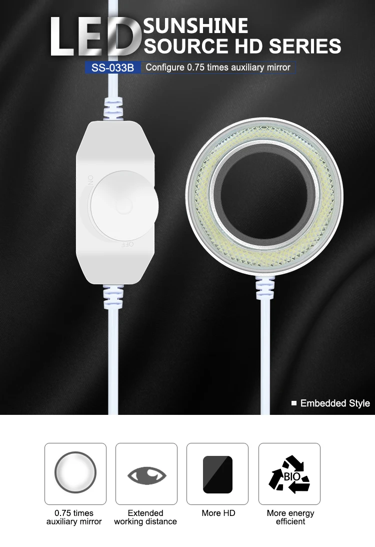 

2 in 1 36 LED Adjustable High brightness Ultra-thin Shadowless Ring Light Lamp with 0.75X Auxiliary Objective Lens 48mm Thread