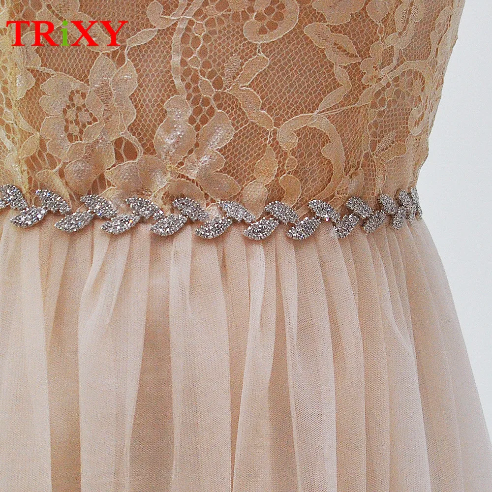 

TRiXY B198-S Crystal Beaded Wedding Belt Sashes Rhinestones Bridal Belts Evening Party Prom Dresses Accessories Wedding Sash