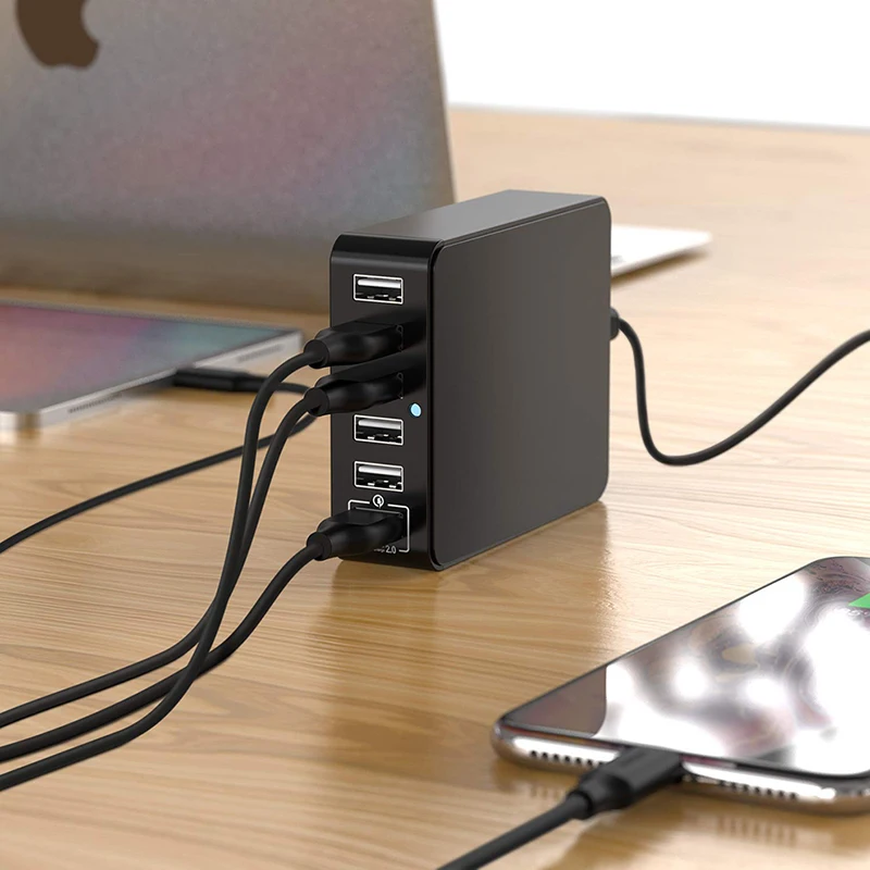 SeenDa QC2.0 быстрое зарядное устройство USB 35 Вт 6 портов зарядная станция для iPhone Samsung LG
