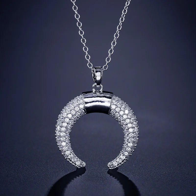

LISM Fashion Creative Double Full Mirco Cubic Zircon Round Pedant Necklace Charm Jewelry For Wedding Party Girlfriend Gift