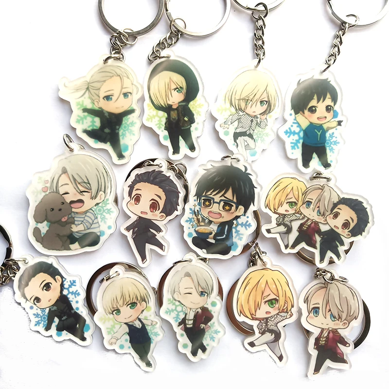 

13PCS/SET YURI on ICE Keychain Victor Nikiforov Yuri Katsuki Pendant llavero Keyrings Full Set Keyring Gift Collect Pendant