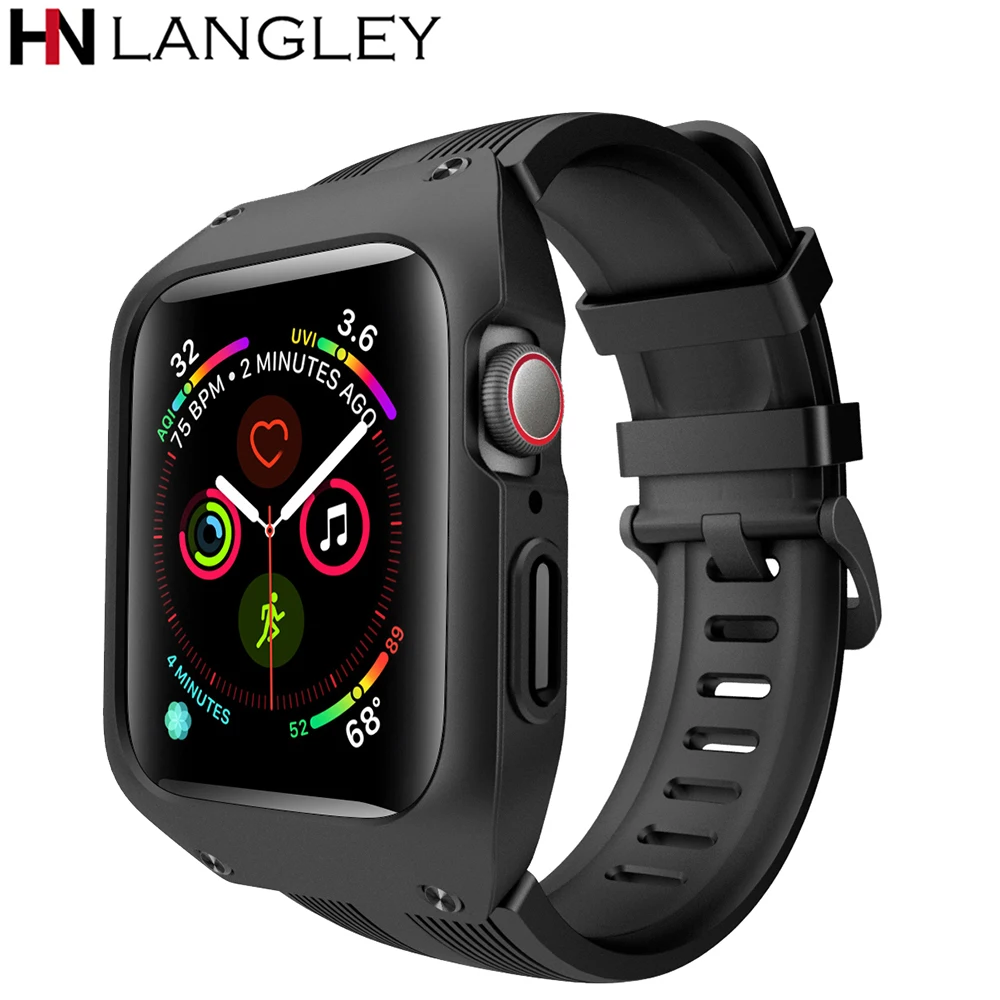 

Sport Watch Case with Band for Apple Watch 44mm Bracelet Silicone Protective Case for iWatch Series 4 Band Sports
