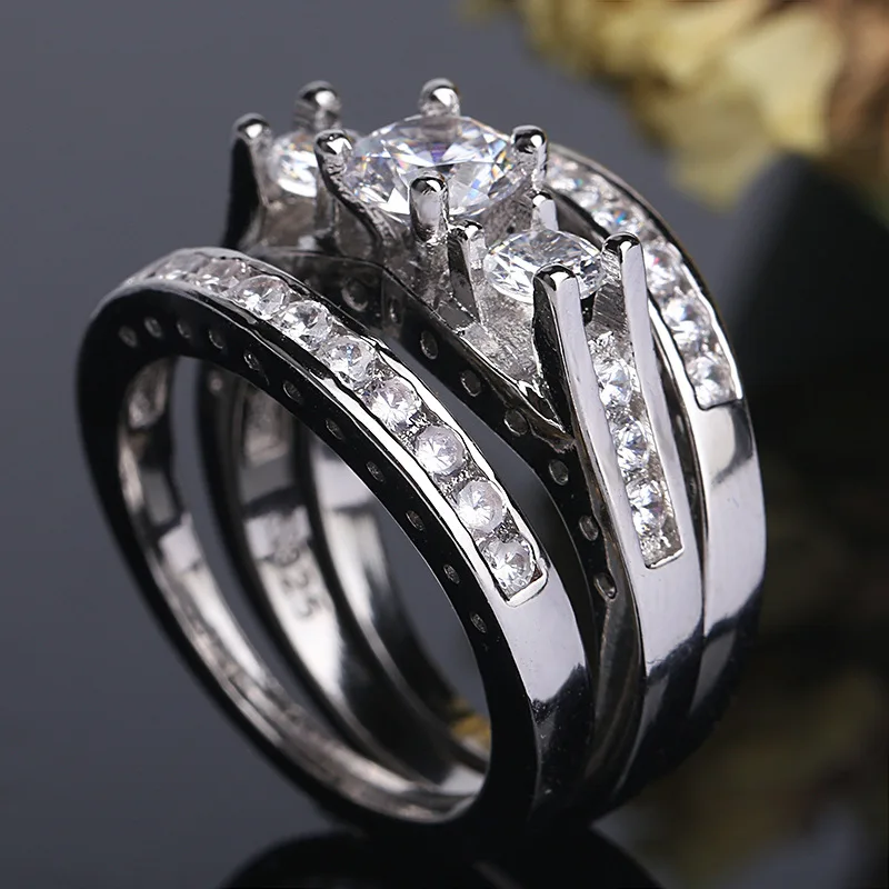crystal ring set for women jewelry silver (1)