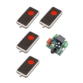 

Special Sales 220V Mini 1CH 10A Wireless Remote Control Switch Relay Receiver+ 4pcs Transmitter with Button ON OFF 315/433mhz