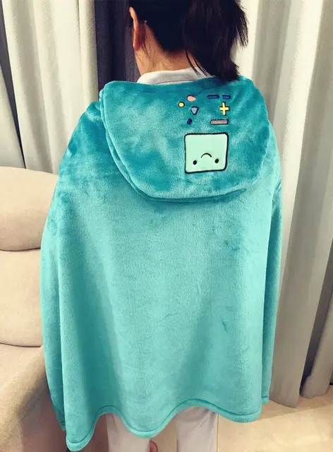 1pc Adventure Time robot cloak tippet shawl soft little plush blanket flannel office rest toy baby outdoor gift