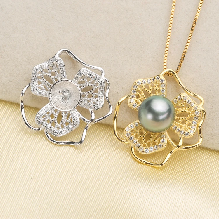 

925 Sterling Silver Pearl Pendant Cheap Popular Necklace Pendant Setting Findings Jewelry Parts Fittings Women Accessories
