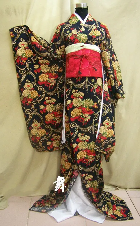 Традиционное японское кимоно Furisode с длинным рукавом костюмы для косплея |