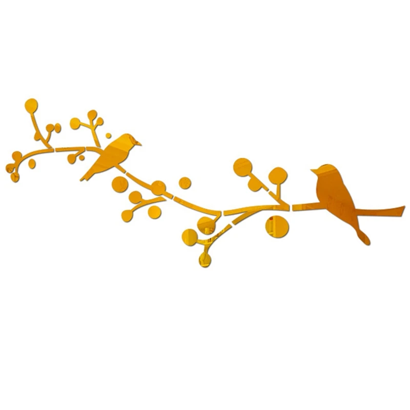 

DIY Double Birds Tree 3D Mirror Decorative Wall Sticker Home Salon Decor Bedroom Living Room Decoration Wall Art Poster