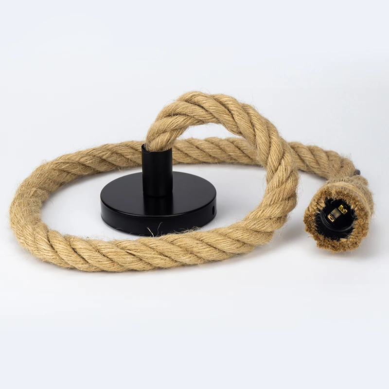 LED Vintage Hemp Rope Pendant Lamp Base AC85-265V E27 Socket Creative Country Style Loft Industrial Pendant Light Decorations LED Vintage Hemp Rope Pendant Lamp Base AC85-265V E27 Socket Creative Country Style Loft Industrial Pendant Light Decorations