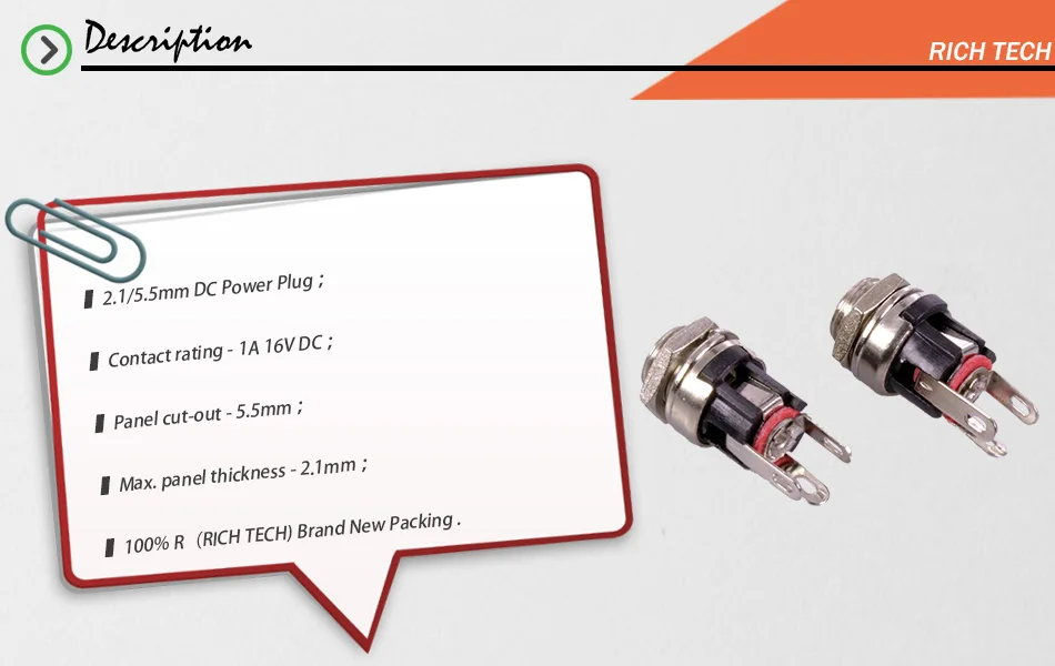 DC 5,5 мм X 2,1 мм для установки на панель гнездовой DC питание адаптер металлический разъем Гнездовой разъем R разъем 100 шт./лот