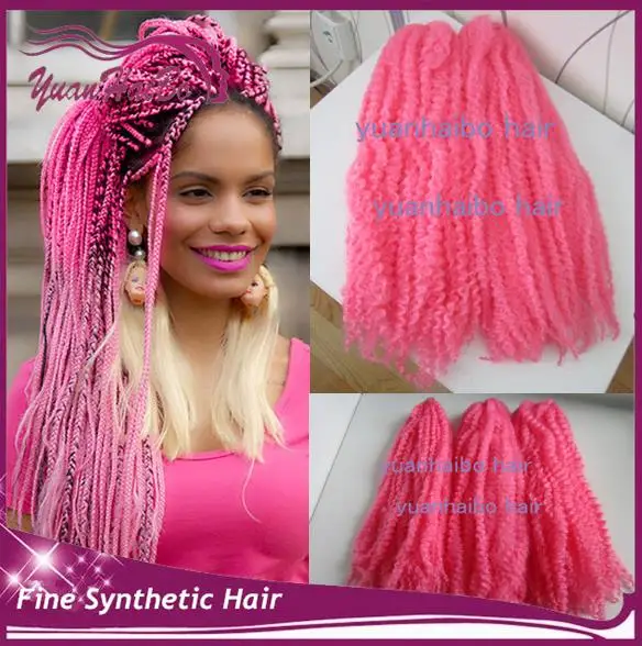 Big Sale 20inch Synthetic Marley Braid Hair Pink Color Afro Kinky