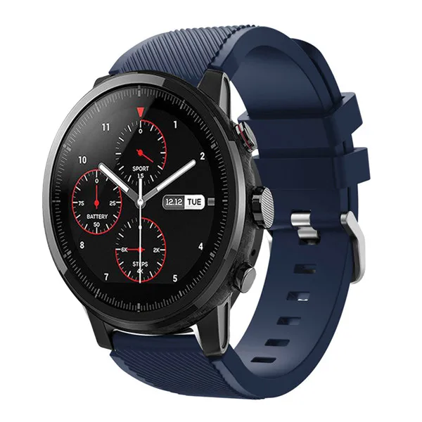 Аксессуары для умных часов Huami Amazfit 2 Stratos Мужской силиконовый спортивный ремешок для samsung galaxy watch 46 мм/gear S3 - Цвет: Midnight blue