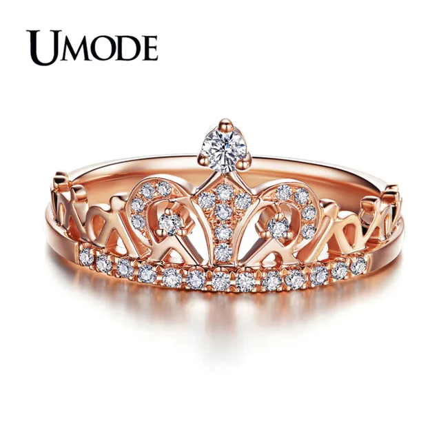 UMODE CZ Crystal Fashion Crown Rings For Women Rose Gold Color Round Cut 2016 Ne UMODE CZ Crystal Fashion Crown Rings For Women Rose Gold Color Round Cut 2016 Ne