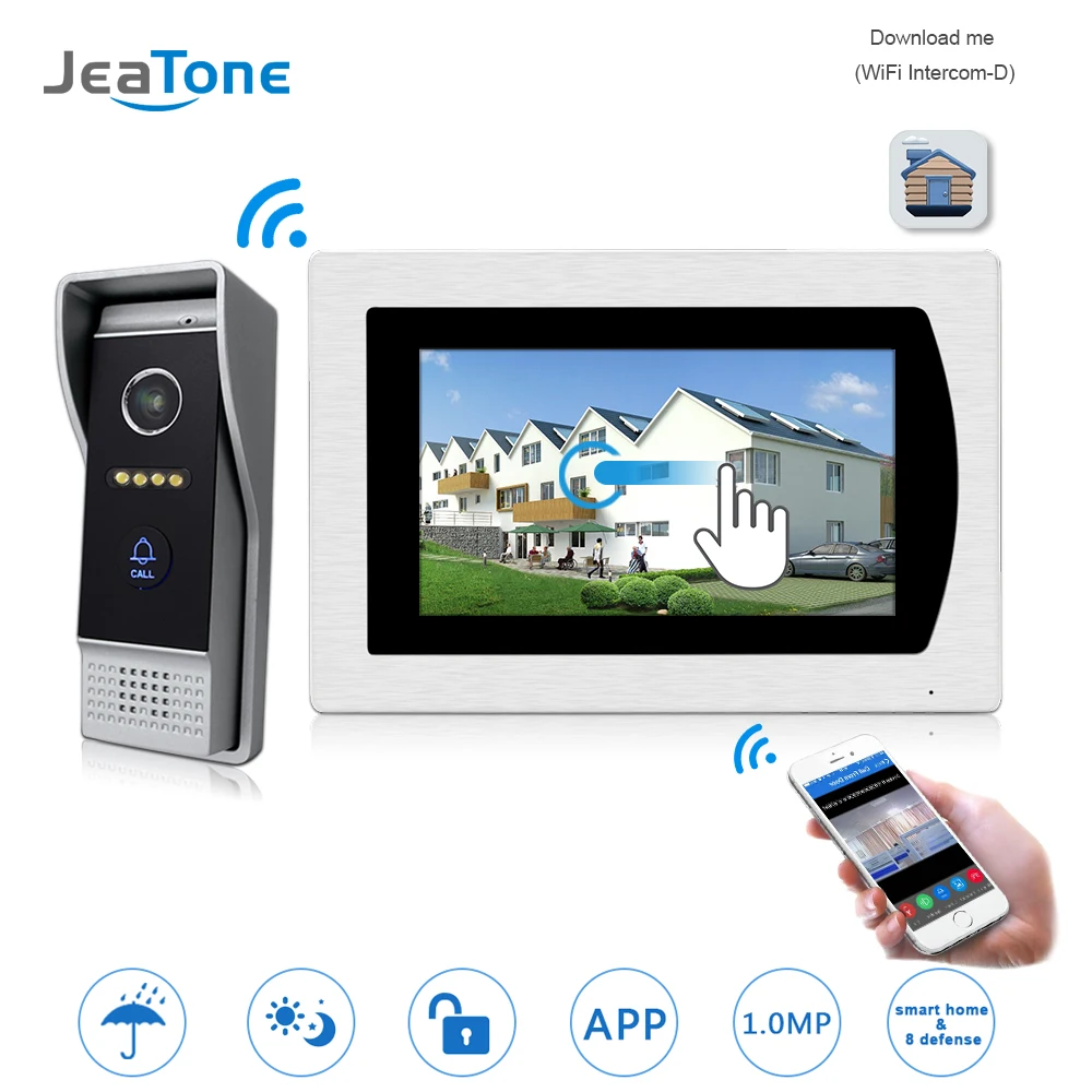 WIFI IP Video Door Phone Intercom Video Doorbell 7'' Touch Screen Apartment Access Control System Motion Detection Zone Alarm