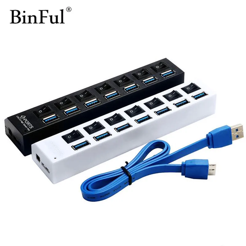 Binful USB HUB 3.0 High Скорость 7 Порты и разъёмы USB разветвитель 3.0 хаб на/off Настенные переключатели с кабелем для передачи данных для macBook ноутбук