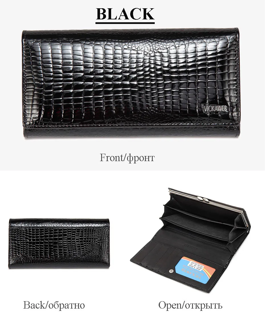 VICKAWEB Wallet Female Genuine Leather Purse Women Vintage Alligator Women Wallets Long Hasp Womens Wallets and Purses Retro-AE150-028